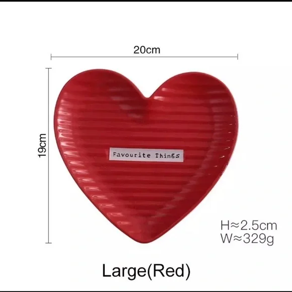 Ceramic heart dish home decor food or jewelry decor dish RED 1 PIECE LARGE - Picture 6 of 6